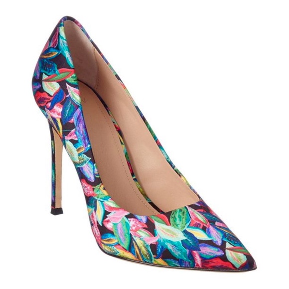 POUR LA VICTOIRE Celeste Pointy Toe Pump Heels Floral Tropic Trip Satin Shoes 6 - Picture 3 of 10
